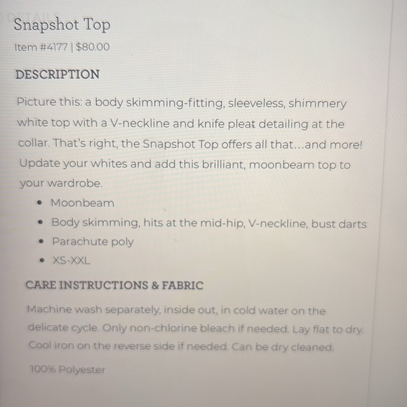 NWOT CAbi #4177 Snapshot Top Size Large - Picture 4 of 8